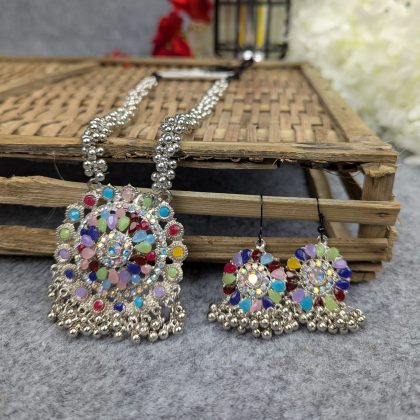 Antique Oxidized Necklace & Earrings Set