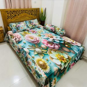 Water Proof China Premium 3D Design Bed Sheet King Size (7.8ft/6.8ft )